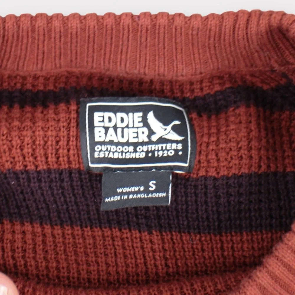 Lot of 2 Eddie Bauer‎ Women's Knit Sweaters Striped Cotton Crewneck Size S